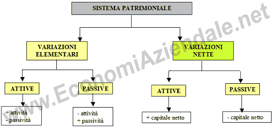 Variazioni elementari e nette nel sistema patrimoniale