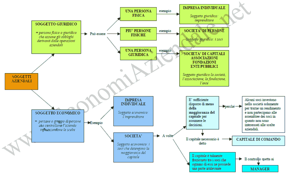 Mappa concettuale su soggetto economico e soggetto giuridico